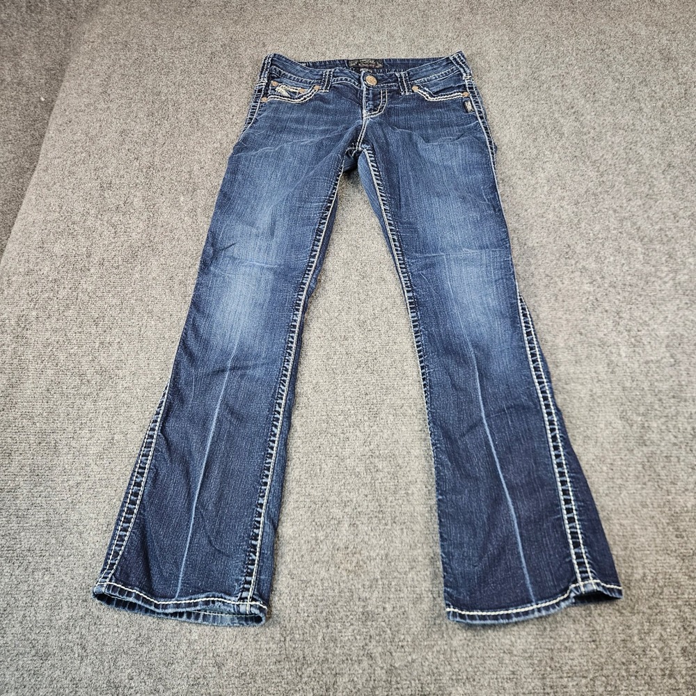 Silver Jeans Co Frances Bootcut Dark Wash Thick Stitch Denim W29 L29 L30 Actual